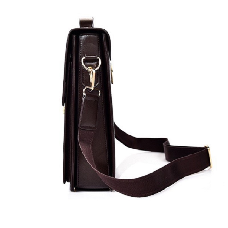 Túi xách cặp da công sở T50 khóa số đựng laptop 14 inch 38x29x8cm (Nâu-Đen) | BigBuy360 - bigbuy360.vn