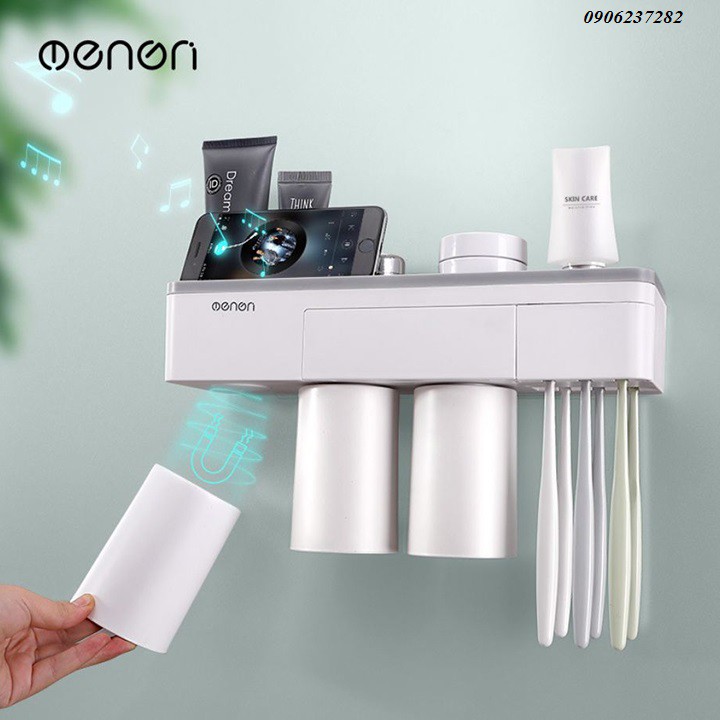 Kệ để đồ đánh răng ENON cao cấp cốc hít mẫu 3 cốc_RE0302