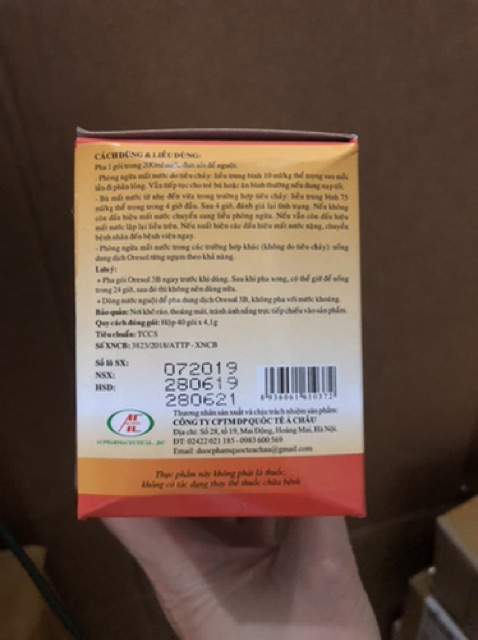 Oresol 3B Bù Nước Và Điện Giải cho cơ Thể( hộp 40 gói )