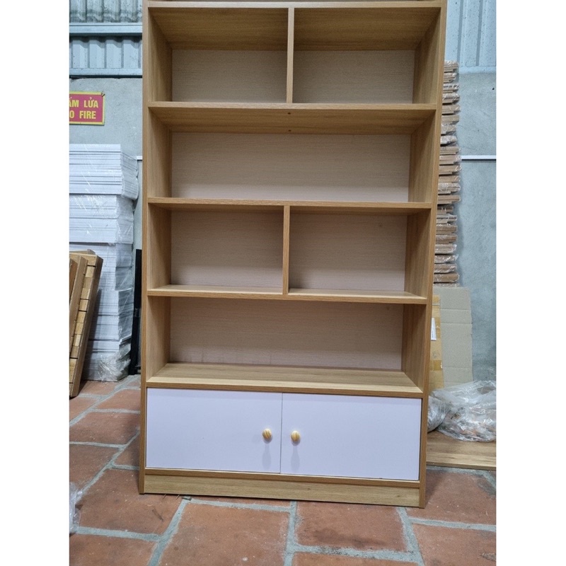Tủ sách gỗ, vách ngăn, giá để đồ 5 tầng có ngăn tủ decor trang trí gỗ MDF phủ Melamin -  HANT