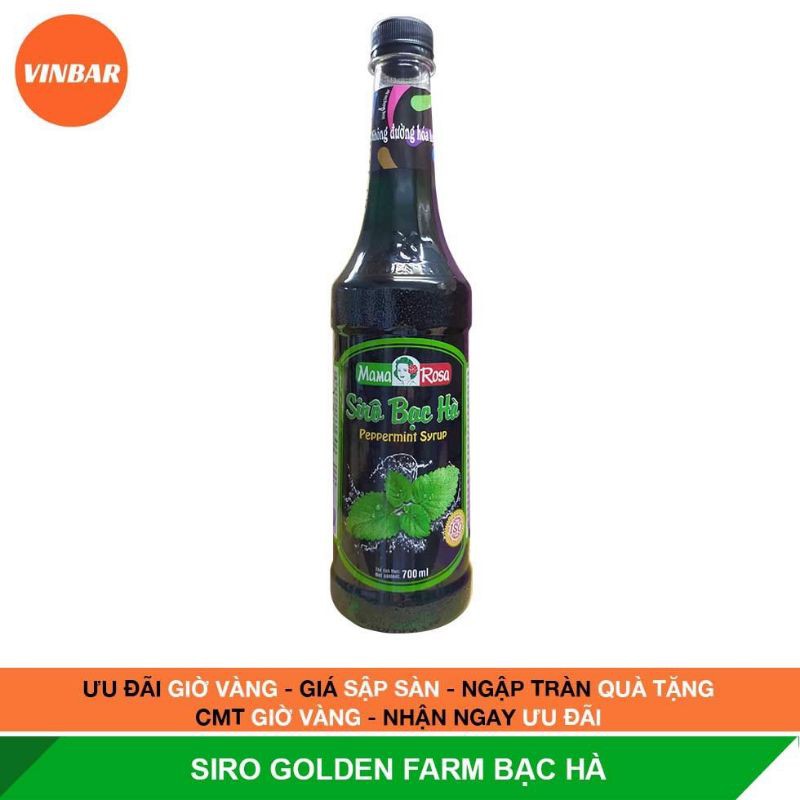 FREESHIP/Siro bạc hà Golden Farm 700ml/UỐNG LÀ MÊ