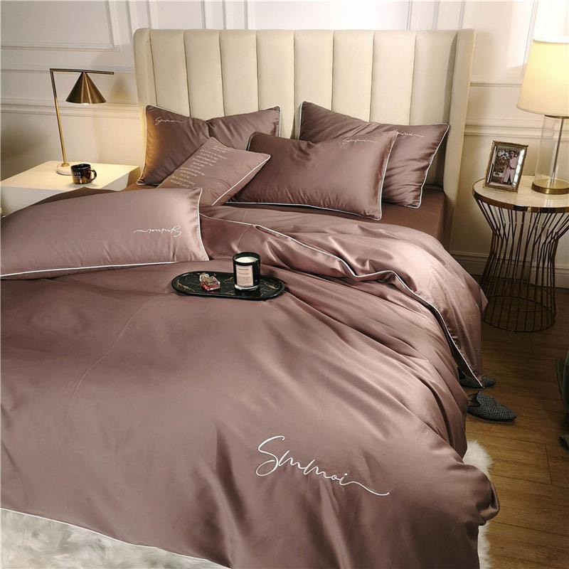 Bộ chăn ga gối lụa sunoi EMMIBEDDING STORE các mẫu màu trơn sang trọng