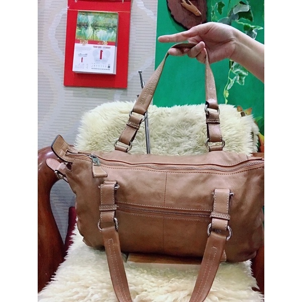 Túi da thật màu nâu