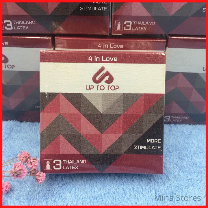 [COMBO 2 Hộp] Bao cao su Gân Gai Kéo dài thời gian UP TO TOP 4 in Love (12 cái + 3 cái)