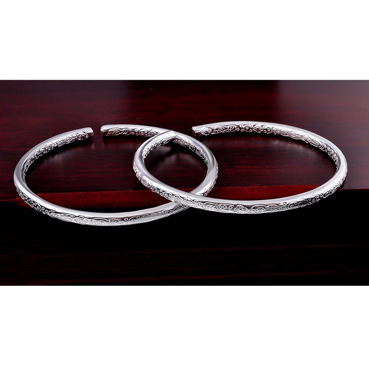 Vòng Tay Hở Mạ Bạc 925 Đính Đá Nhân Tạo Cổ Điển Sang Trọng Phong Cách Bohemian