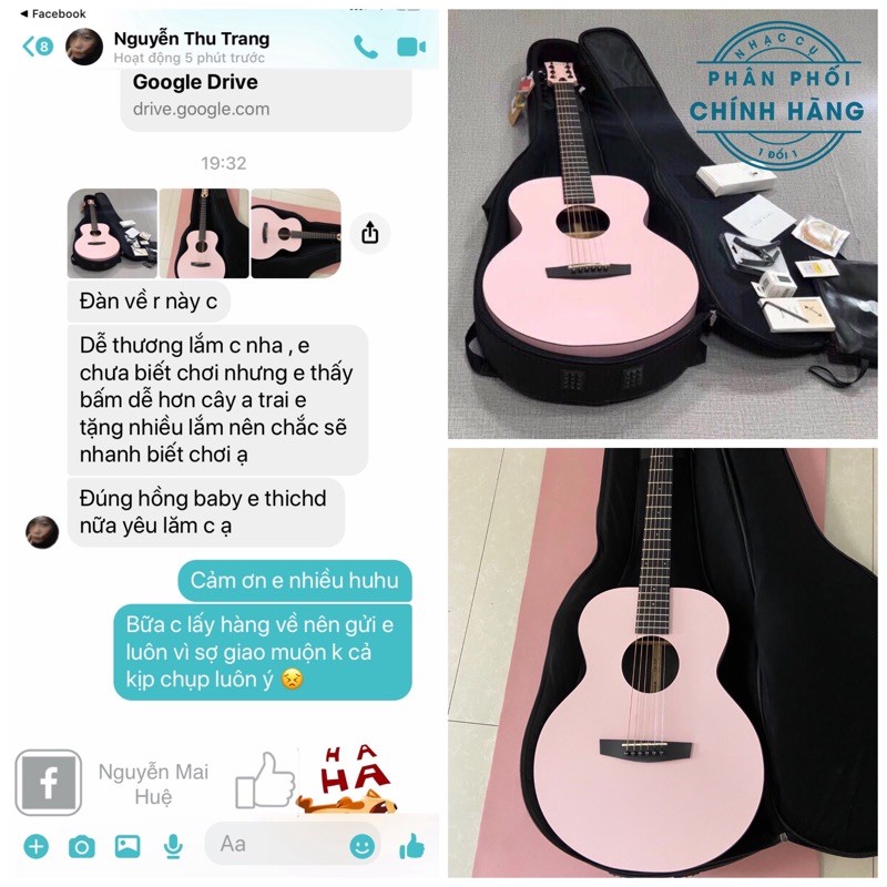 Guitar chính hãng ENYA mã EMX1P màu hồng ( tặng kèm full phụ kiện hãng như ảnh )