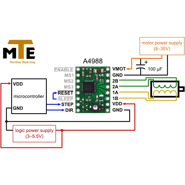 Module điều khiển động cơ bước A4988 Step Driver ( Kèm Tản Nhiệt )