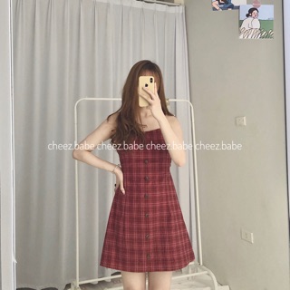 Váy dây thắt nơ lưng đỏ