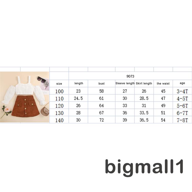 Set Áo Tay Dài Trễ Vai + Chân Váy Sọc Ca Rô Cho Bé Gái 3-8 Tuổi