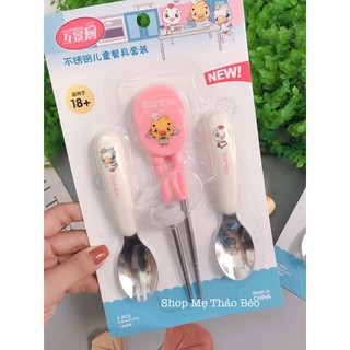 Set đũa thìa dĩa inox cho bé ăn dặm
