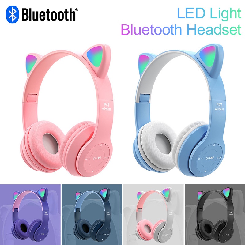 Tai Nghe Bluetooth P47M Âm Thanh Siêu Trầm Hình Tai Mèo