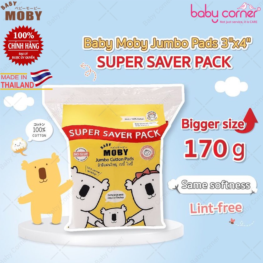 Bông Miếng Baby Moby Cỡ Lớn Jumbo Pads Gói Siêu Tiết Kiệm 170g