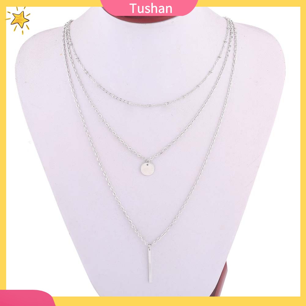 Dây Chuyền Hợp Kim 3 Lớp Mặt Tròn Thời Trang Cho Nữ