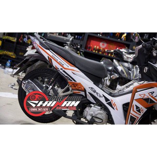 Tem Trùm Xe Wave RSX Trắng Cam Warning