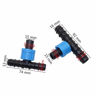  2 Đầu nối khóa ren 16mm Khuỷu tay / thẳng / T / Đầu nối phích cắm cho băng nhỏ giọt