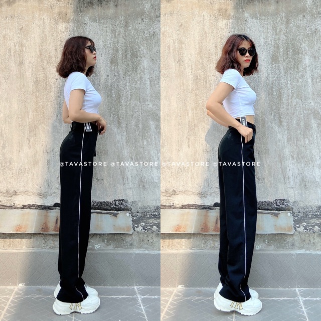 Quần suông đen - piping black pant