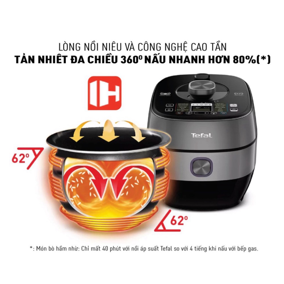 Nồi áp suất Tefal Smart Pro IH Multicooker CY638868 - 1300W, 5L - Hàng Chính Hãng