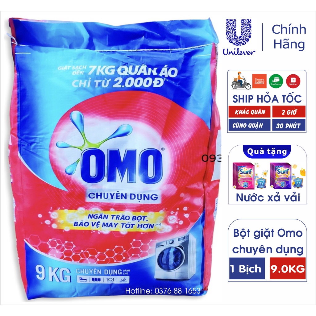 OMO BỘT GIẶT 9KG CHUYÊN DỤNG cho máy cửa trên, cửa trước, giặt tay 9 kí