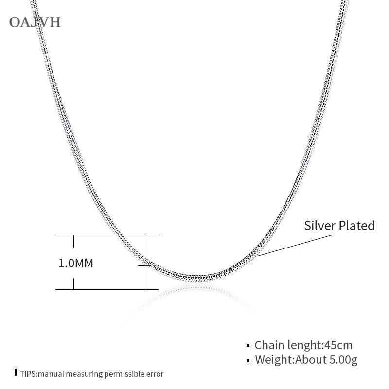 Vòng cổ mạ bạc 925 kiểu dáng đơn giản thời trang dành cho nam và nữ 1mm