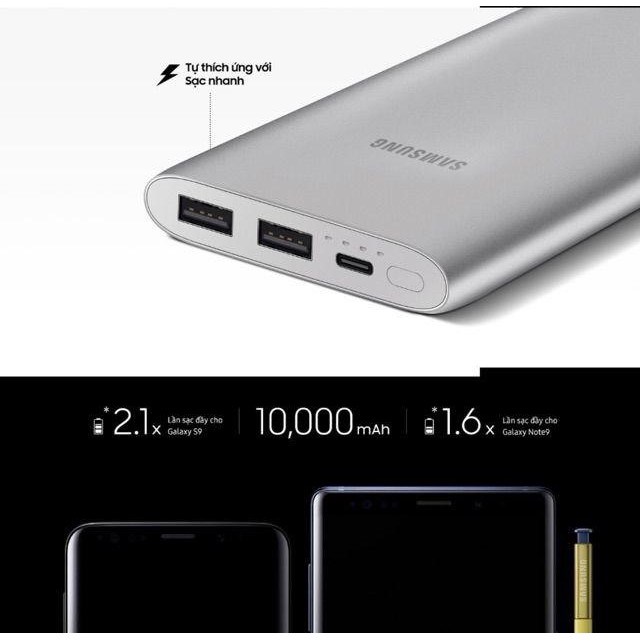 Sạc dự phòng  CHÍNH HÃNG  pin sạc dự phòng Samsung 10000mAh chuẩn Type C EP-P1100 sạc siêu nhanh 15W