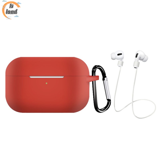 Vỏ Bảo Vệ Hộp Sạc Tai Nghe AirPods Pro Bằng Silicon Mềm + Vòng Đỡ + Dây Chống Rơi Chống Mất