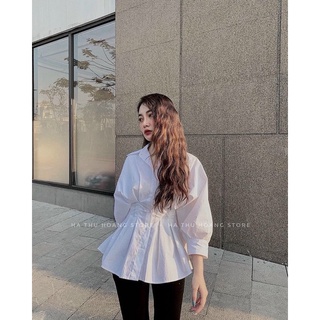 Áo sơ mi ly eo có chun lưng