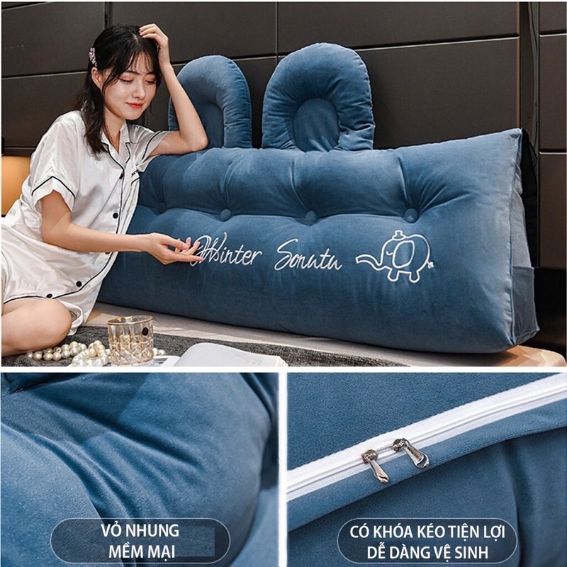 TỰA ĐẦU GIƯỜNG nỉ nhung Tai Thỏ_Hàng nhập khẩu nguyên chiếc_Size 1m8_1m5