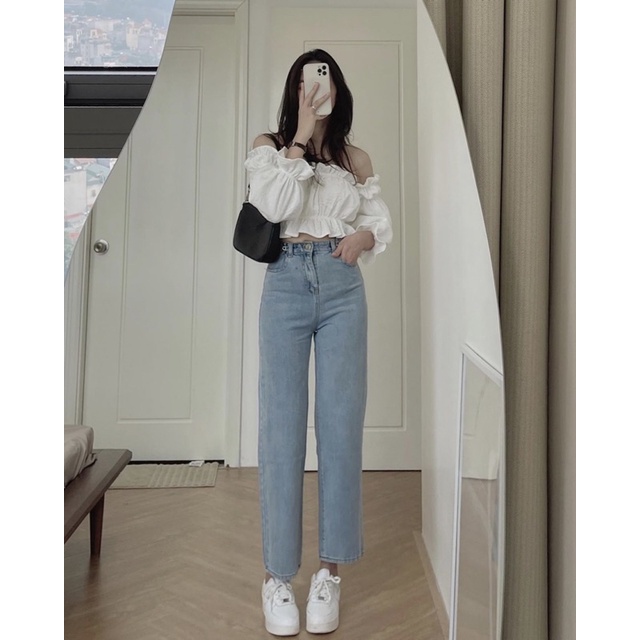 Áo trễ vai trắng vải xốp