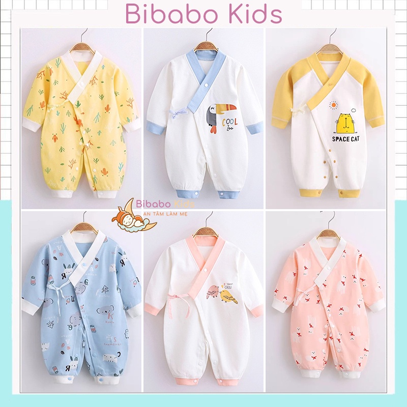 Quần áo trẻ em Bộ body dài tay cho bé trai bé gái 0 đến 12 tháng tuổi Bodysuit dài tay dây buộc hình thú cực xinh