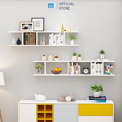 Set 2 Kệ Gỗ Decor Trang Trí Treo Tường Nhiều Ngăn 100cm Và 120cm SIB Decor KT08
