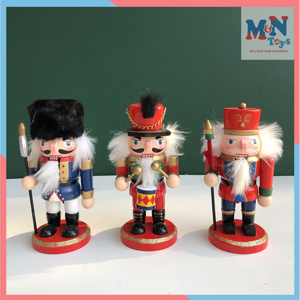 Bộ Mô Hình Chú Lính Chì Gỗ Decor Trang Trí Giáng Sinh - Noel Cao 16cm