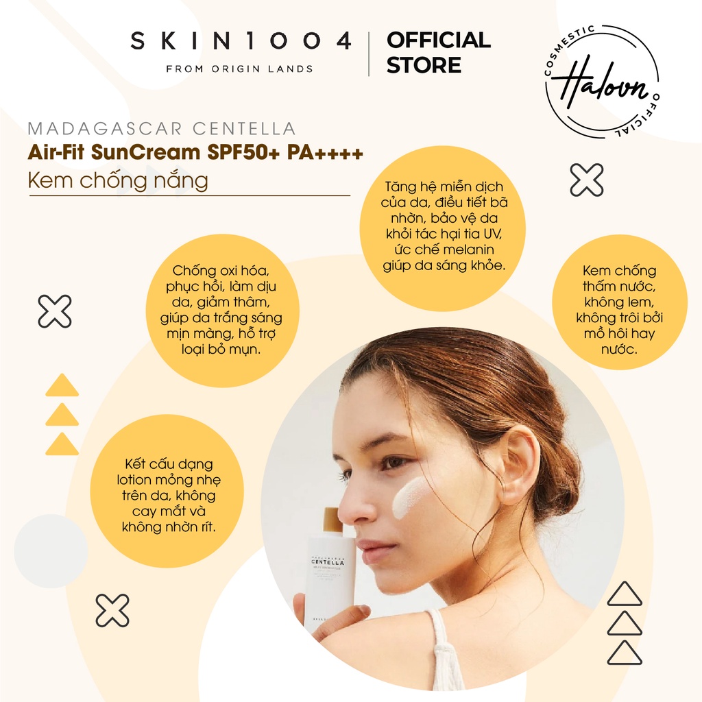 Kem chống nắng Skin1004 Madagascar Centella Air-Fit SunCream giúp dưỡng và làm mềm da hiệu quả SPF50+PA ++++ 50ml