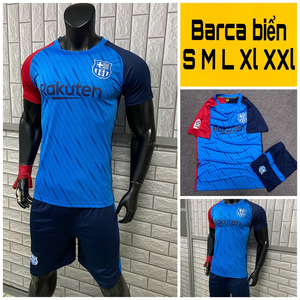 Bộ Đồ Đá Banh CLB Barca màu xanh biển