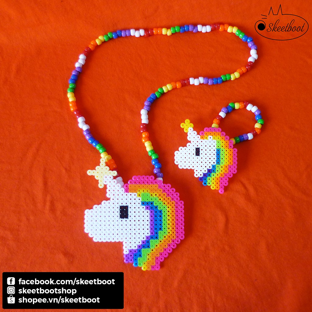 Vòng kandi Unicorn - vòng cổ vòng tay kandi đầu kì lân - vòng phụ kiện rave edm festival raver kandi perler DJ