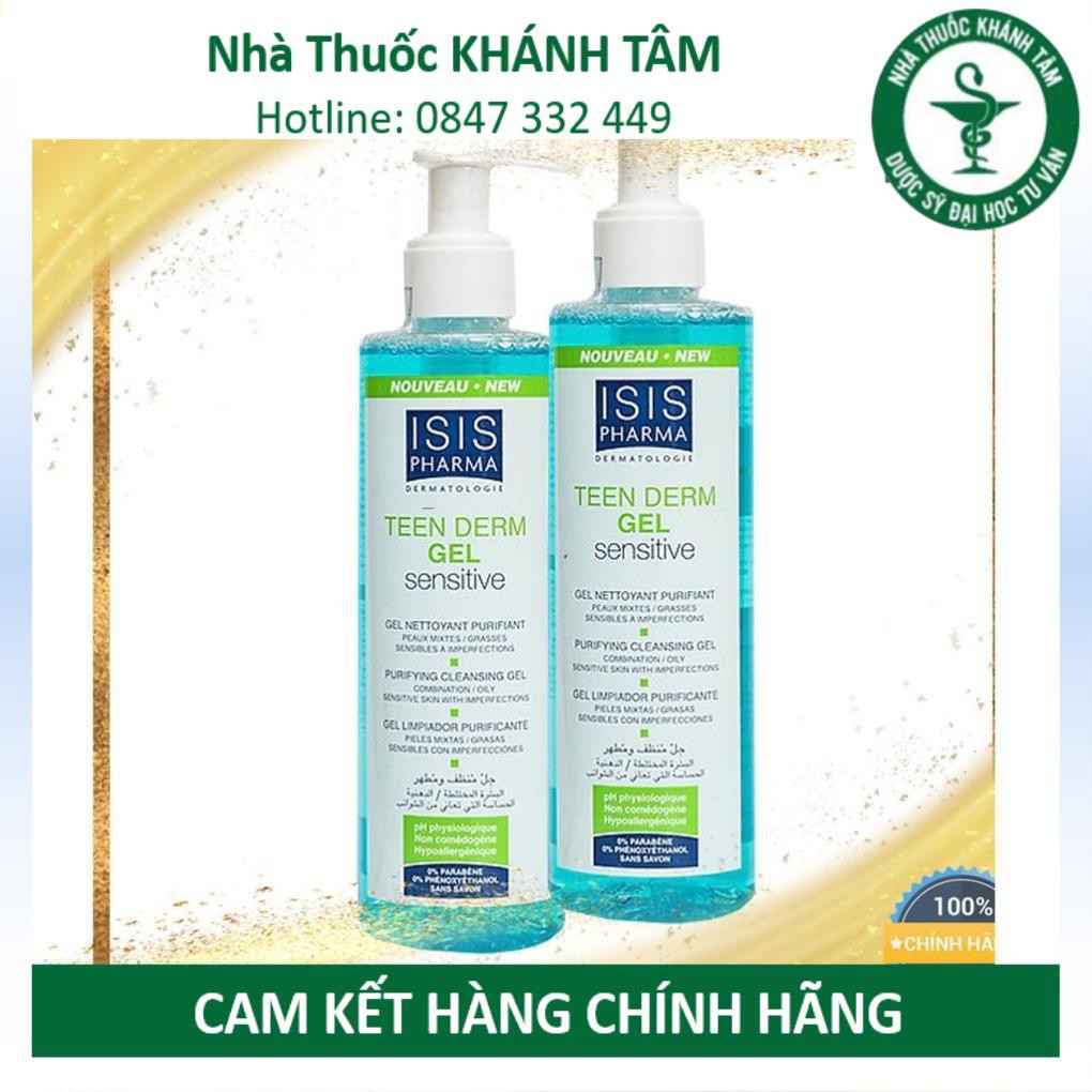 ! Gel rửa mặt da nhạy cảm giảm nhờn-ngừa mụn ISIS Pharma Teen Derm Gel Sensitive 250ml ! !