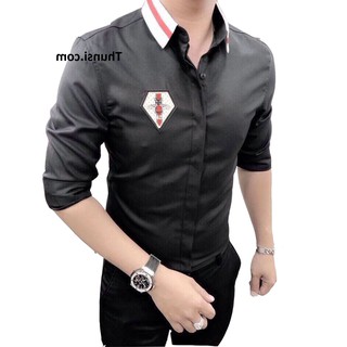 ÁOSơ Mi Nam CHẤT LỤA DÀI TAY .Áo Sơ Mi Nam Đen họa Tiết Con ong Nhỏ -Bỏ_Sỉ