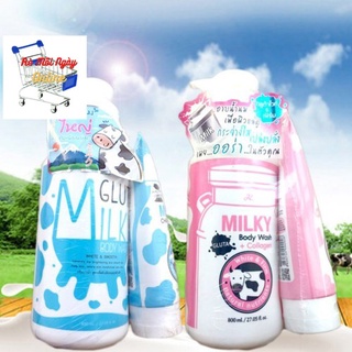 Sữa tắm con bò Gluta Milky Thái Lan 800ml tặng sữa rửa mặt