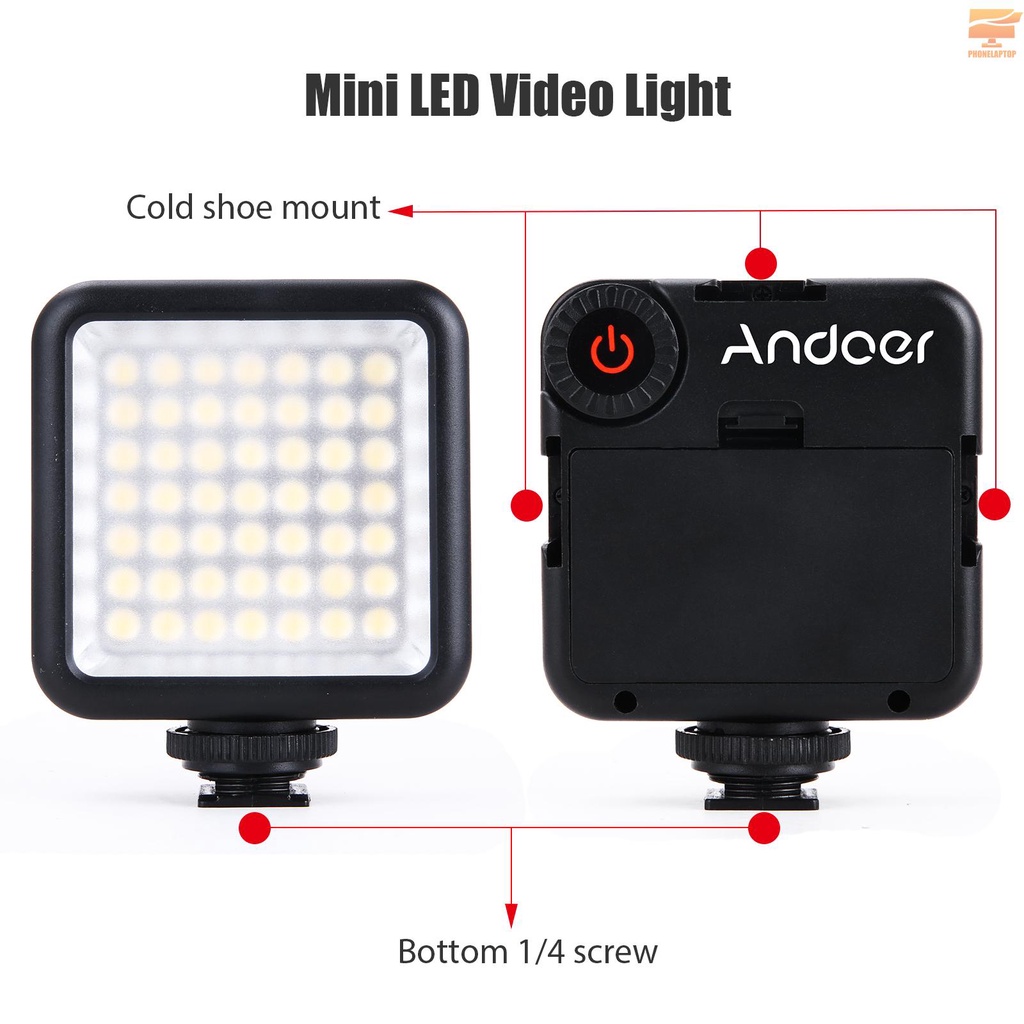 Andoer Bộ Khung Gắn Điện Thoại + 3 Ngàm + 2 Đèn Led Mini + Micro Chống Sốc Tiện Dụng