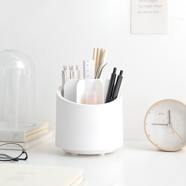 Lọ đựng cọ / Ống cắm bút trang điểm nhiều ngăn xoay có nắp chống bụi Lynx Home