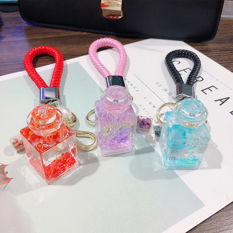 Móc Khóa Hình Chai Nước Hoa Kim Tuyến Lấp Lánh