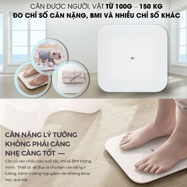 Cân điện tử thông minh bluetooth Xiaomi Body Fat Scale 2 Universal,bác sĩ gia đình,trợ lý sức khỏe-Bảo hành 12 tháng