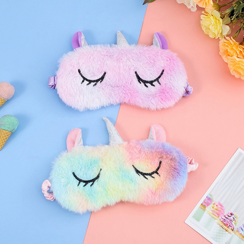 Mặt nạ che mắt ngủ hình kỳ lân nhồi bông mềm mại dễ thương cho bé gái | BigBuy360 - bigbuy360.vn