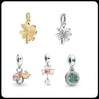 Mặt trang trí con bọ rùa / cọ bốn lá may mắn được thiết kế lủng lẳng bằng bạc tinh khiết