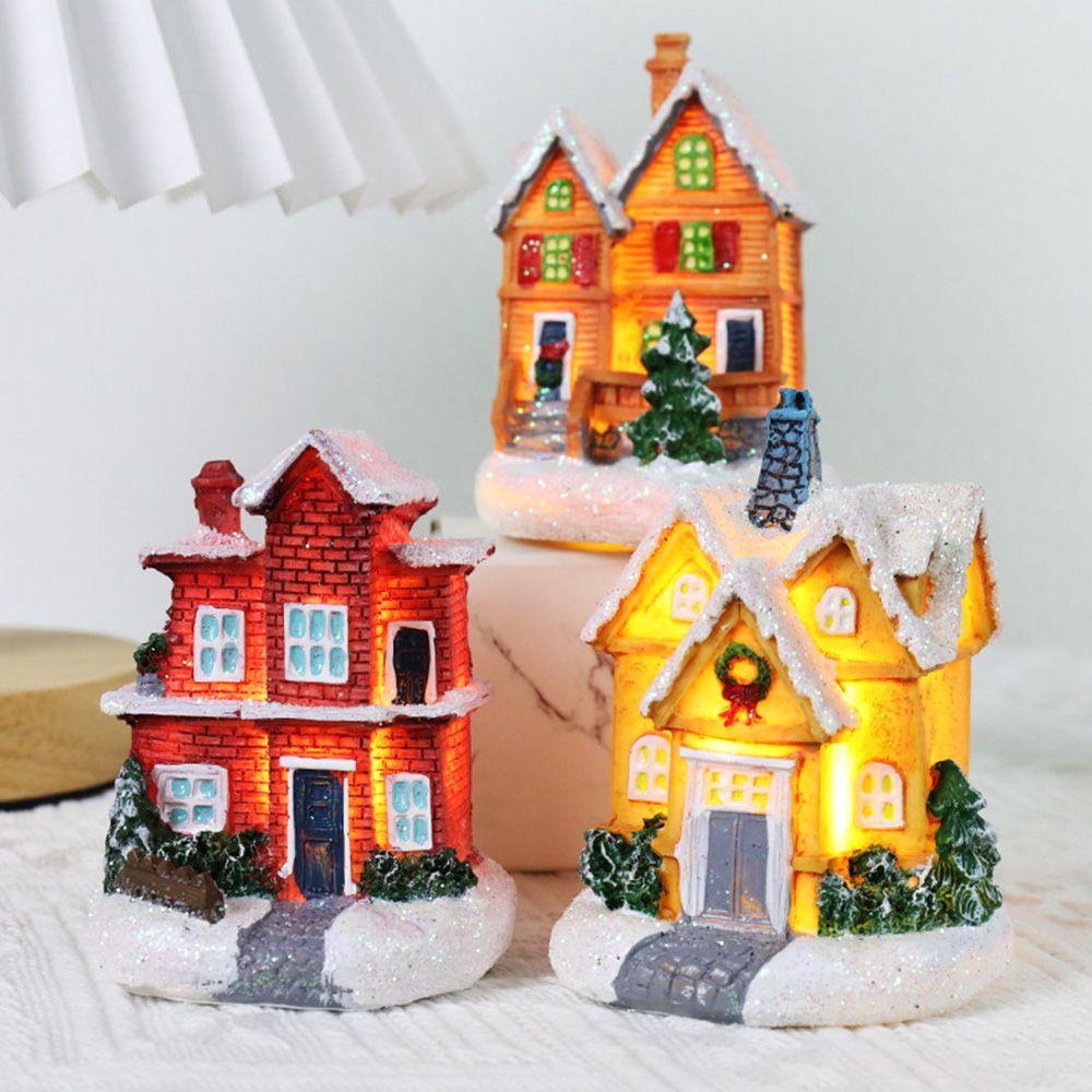 LONTIME Ngôi Nhà Nhỏ Bằng Nhựa Resin Trang Trí Giáng Sinh