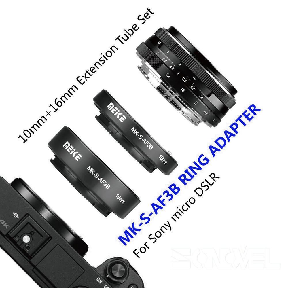 Tube Macro NEX MEIKE MK-S-AF3A / MK-S-AF3B hỗ trợ AF chụp macro cho lens Sony E mount NEX 5 6 7 A5000 A6000 A7 ...