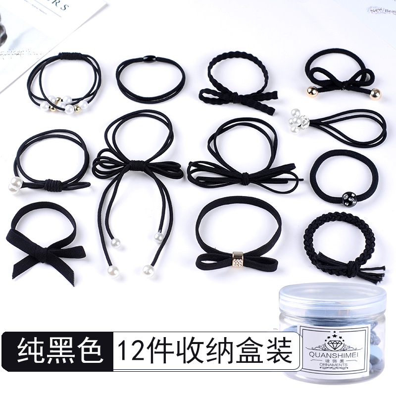 Set 12 Dây Cột Tóc Co Giãn Đính Hoa Và Ngọc Trai Nhân Tạo Thời Trang