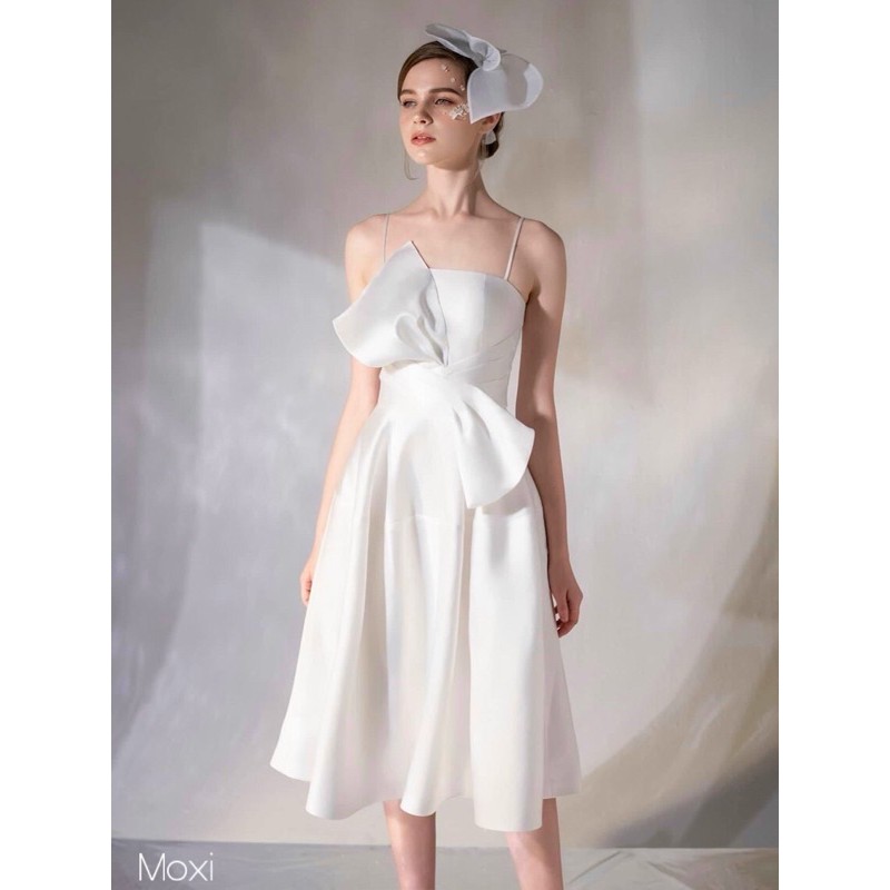 Đầm trắng hai dây xoè phi lụa sang trọng dự tiệc dạ hội - MN46 - Đầm Váy Mina