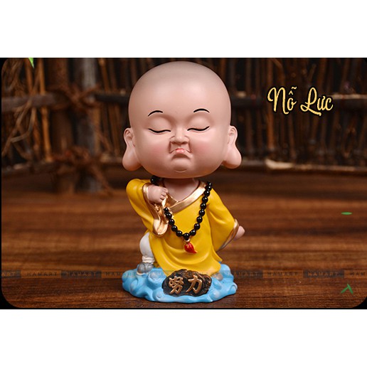Tượng Mini Trang Trí Tiểu Hoà Thượng Hamart Tượng Gốm Khả Ái Đầu Lúc Lắc Trang Trí Ô Tô Bàn Học