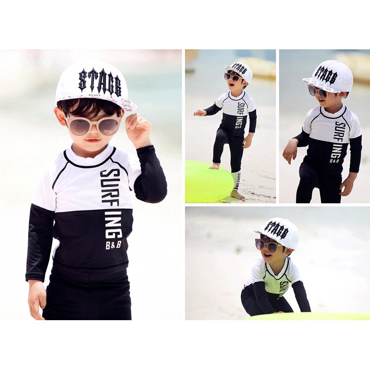 2-12 Yrs Kids Boys Split Long Pants Swimsuit Suit 2pcs/set Girls Quick-drying Swimming Wear M-4XL