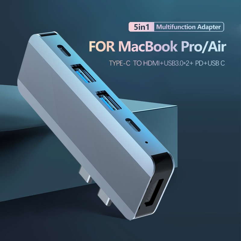 Bộ HUB Chuyển Đổi 5 Trong 2 USB-C Type C HD Đầu Ra 4K HDMI USB 2.0 Cho Macbook Air Pro / Samsung / iPad XPS Surface